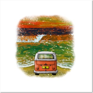 Beach Camper (Orange) Posters and Art